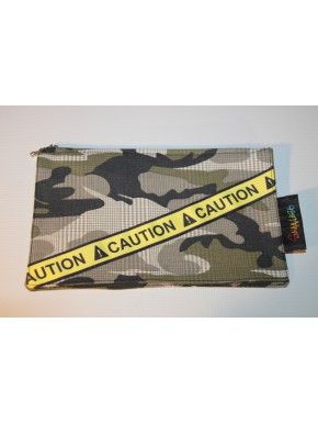 pochette range papier camouflage et caution
