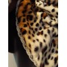 Chèche fausse fourrure léopard marron dentelle et marron